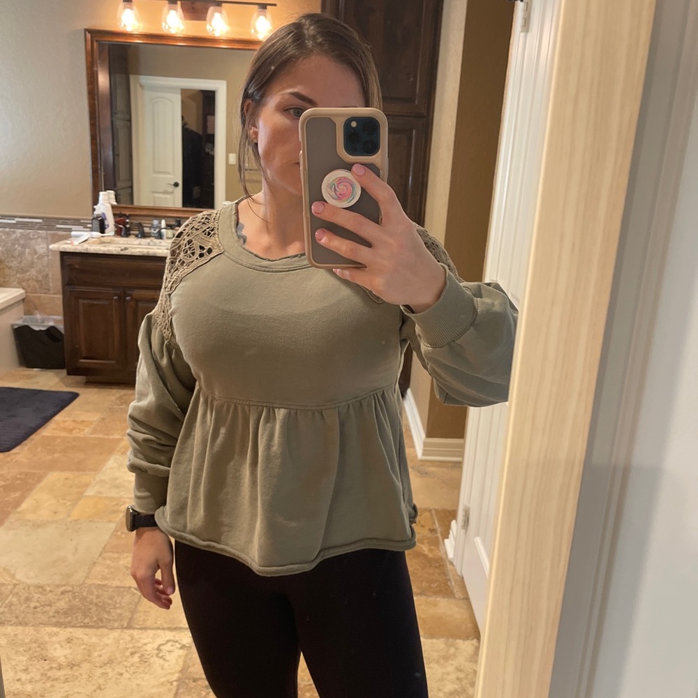 Peplum sweater- olive green
